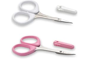 PAFASON Stainless Steel Curved and Straight Eyebrow Grooming Scissor Set with Protective Cover for Trimming Eyelash Eyebrow