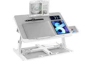 KELOFO Betttisch Laptoptisch Laptop Bett Tisch mit Schublade Verstellbarer Faltbarer Laptop Schreibtisch Für Essen, Arbeiten, Schreiben, Spielen, Zeichnen 60 * 40 cm