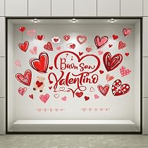DIYDEC 6 fogli di adesivi per finestre di San Valentino su entrambi i