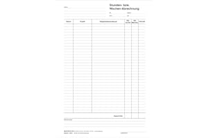 OLSHOP AG Stunden- bzw. Wochenabrechnung DIN A4 2-fach durchschreibend Block á 50 Satz