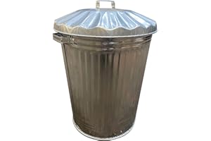 VTL® 90 LITRE GALVANISED METAL BIN GARDEN RUBBISH DUSTBIN HOME STRONG WASTE BIN