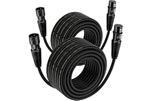 EBXYA Cable XLR 20M 2Pack - Cable de Micrófono y Altavoz Balanceado de 3 Pines - Macho a Hembra para Mezclador, Podcast, DMX