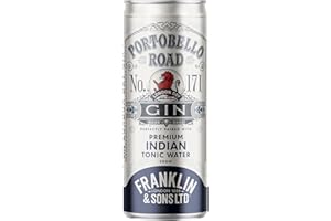 Portobello Road Gin & Franklin & Sons Natural Indian Tonic Water | 5.5% ABV 12 x 250ml Case | Premium Gin & Tonic Cans | Pre-Mixed & Ready to Drink Cans | Spirit & Mixer Alcoholic Drinks