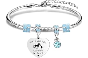 Aosyoisk Cadeau de cheval pour les filles, bracelet réglable en argent avec pendentif de cheval bijoux de mode cadeau d'anniversaire