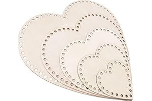 Yayatty Holzboden Häkeln, 5 Stück Herzförmig Naturholzkorbboden, Korbböden zum Häkeln, Hohler Häkelkorbboden für Die Herstellung von Stricken Häkelgarn Aufbewahrungstasche DIY Korb Weben Zubehör