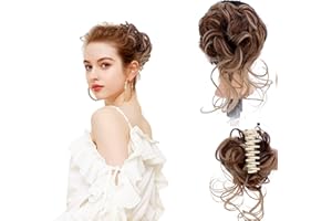 LARFRAECY Unordnung Haarknotenverlängerungen,synthetische Donut-Hochsteckfrisur,Haarspange für lange Barthaare,Flauschige natürliche Haare Ring Braut Cocktail Haarverlängerungen (Curry mit Farbverlauf)