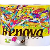 Renova Green, Recyclable Kitchen Paper XXL, 2 Rolls | 2 XXL rolls, each equals 2 standard, white paper