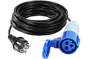‎MEISHILE 5M CEE-Adapterleitung, 230V/16A CEE Adapter, 3-Polig CEE Stecker, IP44 CEE Kabel, Verlängerungskabel mit CEE-Winkelkupplung, Schuko Kupplung, Camping Stecker Adapter, Wohnwagen Zubehör
