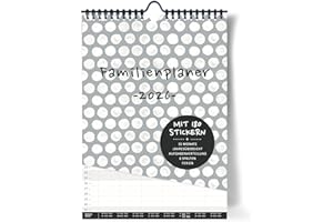 ‎PAPERLIONS XXL Family Planner 2026, 6 Columns Wall Calendar, DIN A3, for Hanging in the Kitchen, Family Calendar & Stickers, Holiday Dates, Year Overview, Extra Page for Holiday Planning