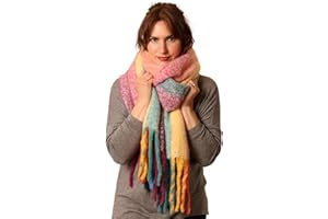 Style Slice Womens Blanket Scarves Winter Warm Tartan Plaid Rainbow