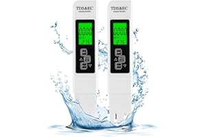 Testeur de qualité de l'eau 2 pièces, Aideepen 3 en 1 LCD testeur de qualité de l'eau numérique avec rétro-éclairage, testeur d'eau TDS/EC pour eau potable, piscine, aquarium, piscine, étang