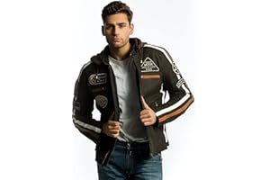 URBAN 5884 Chaqueta Moto Hombre en Cuero 58 Gents | Cazadora de Moto de Piel de Cordero | Armadura Removible para Espalda, Hombros y Codos Aprobada por la CE | Marrón | 4XL