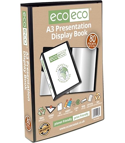 eco-eco A5 50% gerecycled 20 vakken zwart landschap presentatie display boek, opbergkoffer portfolio kunstmap met plastic hoezen (pak van 2), eco094x2 eco-eco A5 50% gerecycled 20 vakken zwart landschap presentatie display boek, opbergkoffer portfolio kunstmap met plastic hoezen (pak van 2), eco094x2