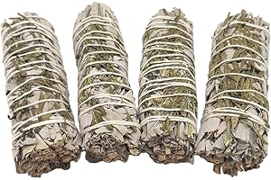 ALJOIR Salvia Blanca con Ruda 10cm Aprox. 4 Unidades Atados Salvia Apiana - Sahumerio Tradicional