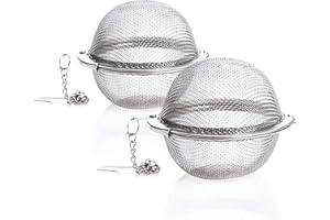 Prettyui 2 Pack Tea Strainer-Stainless Steel Mesh Tea Ball Infuser,Premium Tea Filter Tea Interval Diffuser with Extended Chain Hook for Loose Leaf Tea and Spices & Seasonings (2 Pack Tea Strainer)