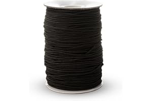 Realm Elastic Cord/Round Hat Elastic Black & White (1mm, 2mm & 3mm) Craft, Jewellery Stringing, Masks, Party Hats (Black, 1.5mm - 5 Metres)