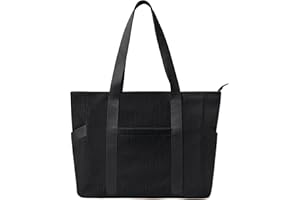 KALIDI FANCY FOREST KALIDI Corduroy Large Zipped Tote Bag with 6 Pockets, Accommodates 16-inch Laptop, Ideal for School, Work, Travel