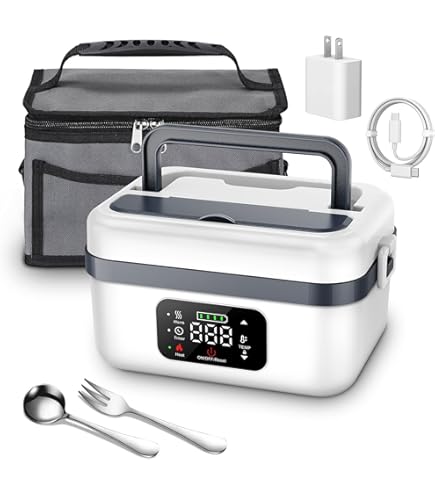 Boîte Repas Chauffante électrique Hot Bento Plus - Chauffage 10 Min, Batterie Amovible - Sans BPA, Sécurité Enfant