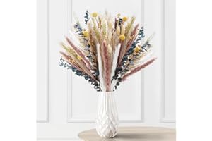 HIGSPE Pampas Secas Decoracion, 115 Piezas Hierba de Pampa Grass Esponjosas 45-50cm, ramilletes Flores secas, Ramos de Flores Secas Naturales Decoración para el Hogar, Decoracion Boho Fiestas
