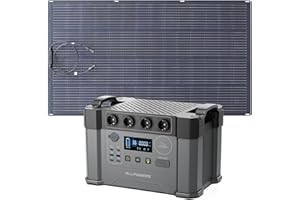 ALLPOWERS R2500 générateur électrique portable 2016Wh avec 3 x panneau solaire flexible 100W IP68 étanche, batterie LiFeP04, générateur solaire pour Chargement rapide, camping-car, jardin, toit