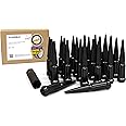 Wheel Accessories Parts 24 Pcs M12 x 1.5 12 x 1.5 Thread Spike Spline 4.40 Long Lug Nuts Black 7/8" & 13/16" Hex Fits Chevy Blazer Colorado GMC Jimmy Canyon ｜ Ford Bronco Ranger (No Raptor)