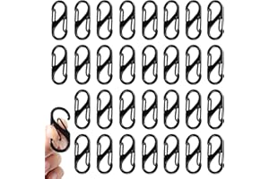 ‎YOOSSO 30 Stück S Karabiner, 32mm Mini Karabinerhaken Metall Schraubkarabiner Doppelfeder 2 Öffnungen für Outdoor Camping Wandern (Schwarz)