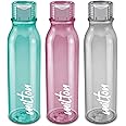 MILTON Name Tag Pet Water Bottle, Set of 3, 1 Litre Each, Burgundy, Green, Grey, Reusable Plastic Fridge Bottle, BPA Free and Leak Proof Bottles for Travel, Work