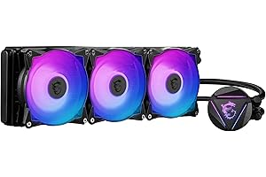 MSI MAG CORELIQUID 360R V2 Dissipatore CPU a liquido 360mm ARGB, 3x ventole 120mm PWM, compatibile con Intel e AMD, testata con loto ruotabile, Mystic Light