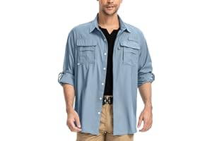 yeyity Chemise d'extérieur à manches longues pour homme UPF50+ Protection UV Safari Chemise respirante Chemise de loisirs Chemise fonctionnelle à séchage rapide pour randonnée, pêche, trekking