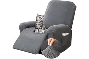 Jinfanshurich 4 piezas todo incluido Armchair Cover, Armchair Protector para TV Chair, Stretch Cover for Recliner Chair, Stretch Armchair Cover with Pockets (Dark Grey)
