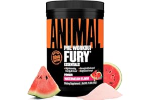 Universal Nutrition ANIMAL Fury Pre Workout Booster (Sandía-Watermelon) con Cafeína, Beta Alanina, Citrulina, L-Tirosina y BCAA para una máxima energía, 492g