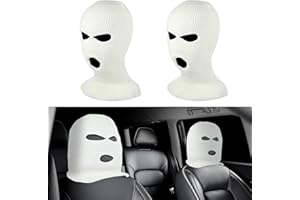 JIEYAO 2 Divertidas Fundas para Reposacabezas De Coche, Máscara Personalizada para Asiento De Coche Sombrero Divertido para Protección De Gorros De Asiento De Coche La Mayoría De Coches (Blanco)