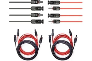 YMQHBS Solar Kabel 4mm²/6mm² Verlängerungskabel mit Solarpanel Buchse und Stecker, Adapter, Rot + Schwarz für Automobile (1M, 2 Paar)