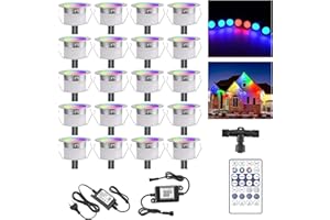 GEYUEYA HOME WIFI luci a LED RGB da incasso per esterni,Effetto Multicolore Faretti a LED da incasso Impermeabile IP67 Ø31MM 12V Compatibili con Alexa/Google Home per Terrazza/Patio/Percorso(20 Pezzi)