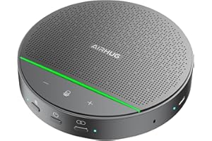 AIRHUG Bluetooth Lautsprecher Mikrofon,USB Konferenzlautsprecher,USB-C Plug-and-Play,Verbindung von 2 Konferenzlautsprecher über Bluetooth für 8 Teilnehmer
