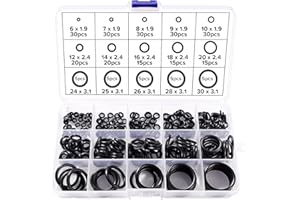 Lyeteung 260 Sztuk 15 Rozmiarów Zestaw Uszczelek O-Ring, Zestaw Asortymentu Uszczelek O-Ring z Gumy Nitrylowej, do Uszczelek Podkładek Hydraulicznych i Automatycznej Szybkiej Naprawy, Czarny