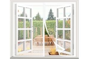 SAILIMAY Zanzariera Magnetica per Finestra 200x150 cm, Varie Taglie Zanzariera Tenda Magnetica, Maglia Fine, Facile Da Installare per Tutti Terrazza Porte e Finestre, Bianco