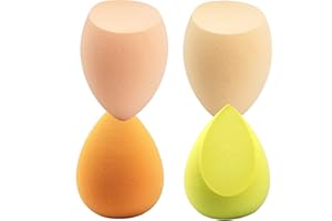 Mocarheri 4 pz Set di trucco spugna, 1PCS Pennelli Trucco, fondotinta spugnetta, ottimo per liquidi, creme e polveri, morbida trucco spugne (Serie gialla)
