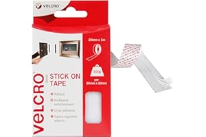 VELCRO BRAND Velcro Marque, Ruban Adhésif Auto-Agrippant À Crochets Et Boucles, Qui Se Coupe À La Longueur Désirée & Parfait Pour La Décoration De Pièce, Maison, Bureau, Dans Le Garage, Blanc 20 Mm X 1 M