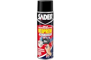 Sader Colle Type Néoprène Aérosol Multi Usages – Colle Extra Forte en Spray – Tous Matériaux – Prise Immédiate – Idéale pour les Endroits Difficiles – Transparente – Bombe de 200 ml
