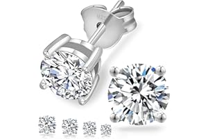 KRKC & CO KEEP REAL KEEP CHAMPION KRKC&CO Moissanite Stud Earrings, 5.5-7.5MM Diamond Earrings for Men, 925 Sterling Silver Earrings Hypoallergenic Studs, Gold Earrings, 1.2-3 CT Diamond Sparkly Solitaire Earrings for Men