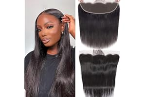 DUAUJUIU 13x4 Lace Frontal Human Hair Straight HD Transparent Lace Frontals Closure Human Hair 13x4 Pre Plucked with Natural Hairline Ear to Ear for Women 18 Inch