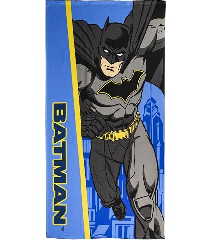 DC Comics Batman Logo Beach Towel – 100% Cotton, 28x58 Inches, Super Soft & Quick-Dry
