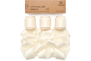 Vitalizart Ruban de Satin à Franges Crème 2.5 cm x 13.7 m, Ruban Tissu Fait Main pour Emballage Cadeau, Bouquets de Mariage, Décorations de Fête