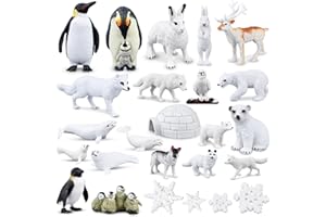 PLULON 25Pcs Winter Animals Figures Ocean Sea Animals Figurines Christmas Miniature Figurine for Birthday Cake Topper Decorations Christmas Home Ornaments