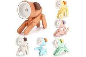 VVHIPPO Mini Nachtlicht, 6 Stück Cute Led Hund Nachtlicht, Kreative Cartoon Haustier Hund Faltbare Kleine Tischlampe mit Batterie und Handyhalterung, Augenpflegende Lampe, Tragbar Verstellbares Nachtlicht
