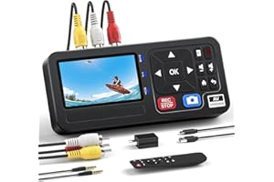 URAYCODER Portable VHS to Digital Converter with Remote, Video to Digital Recorder Standalone for Recording VHS Tapes, VCR, DVR, DVD, Hi8, DV Player, RCA, CVBS, TV Box, Camcorder, Gaming Consoles to USB SD Card