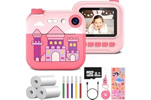 GREENKINDER Macchina Fotografica Bambini Istantanea, 2,4 pollici 1080P Fotocamera Istantanea Bambini, Fotocamera Digitale con 32G Scheda, 5 Penne Colorate, Giocattoli da Regalo per Bambini 3-12 Anni
