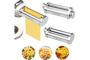 ASSIDUOUS Accessorio per pasta per robot da cucina Kenwood KVC/KVL, accessorio per sfoglia pasta 3 in 1, accessorio per pasta in acciaio inossidabile per Kenwood, con rullo per sfoglia, tavolo per spaghetti