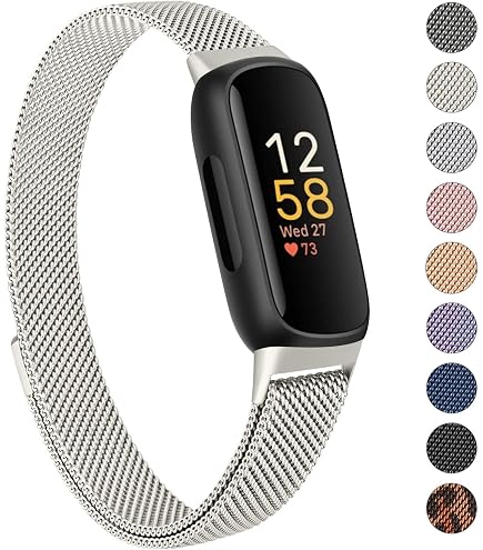 Bracelet Acier Inoxydable Chofit Pour Fitbit Inspire 3 – Noir/Argent/Rose, Boucle Déployante, 5,5-8,1", Outil De Maillons Inclus